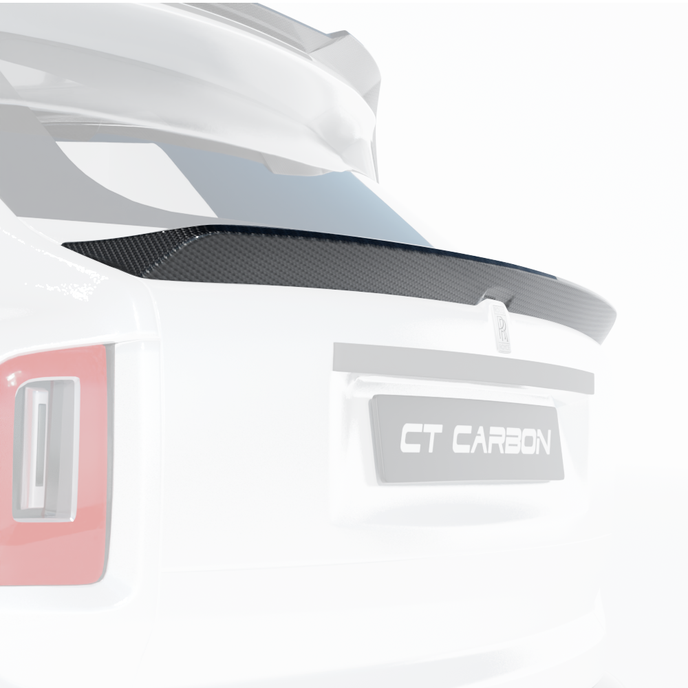 Rolls Royce Cullinan carbon fibre middle spoiler by CT Carbon, showcasing sleek aerodynamic design on a luxury SUV.