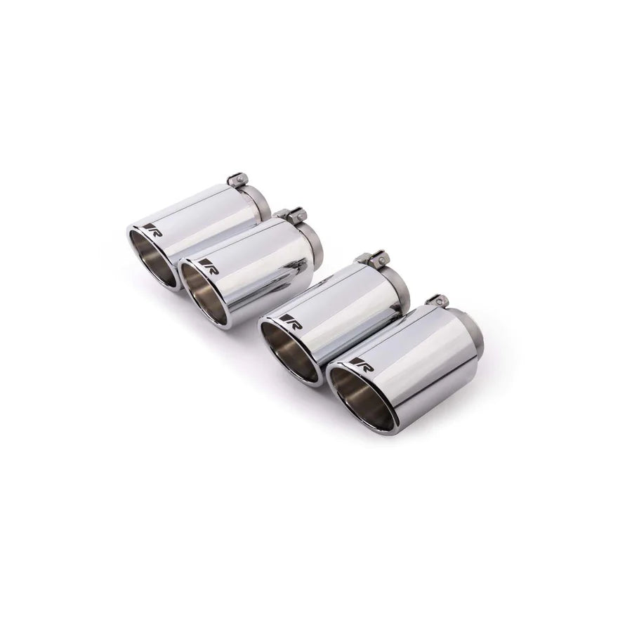 Remus - Stainless Steel 102mm Chrome Angled Exhaust Tips With Rolled Edge (Set of 4) - Nineteen72 Performance