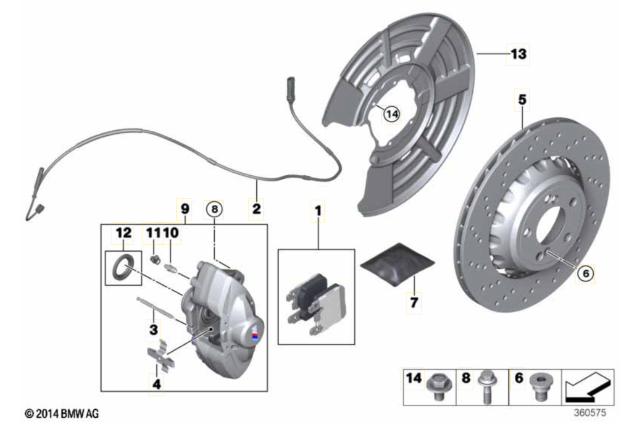 GENUINE BMW - F87 Rear Left 380 x 28 Ventilated Brake Disc (M2 & M2 Competition) - Nineteen72 Performance