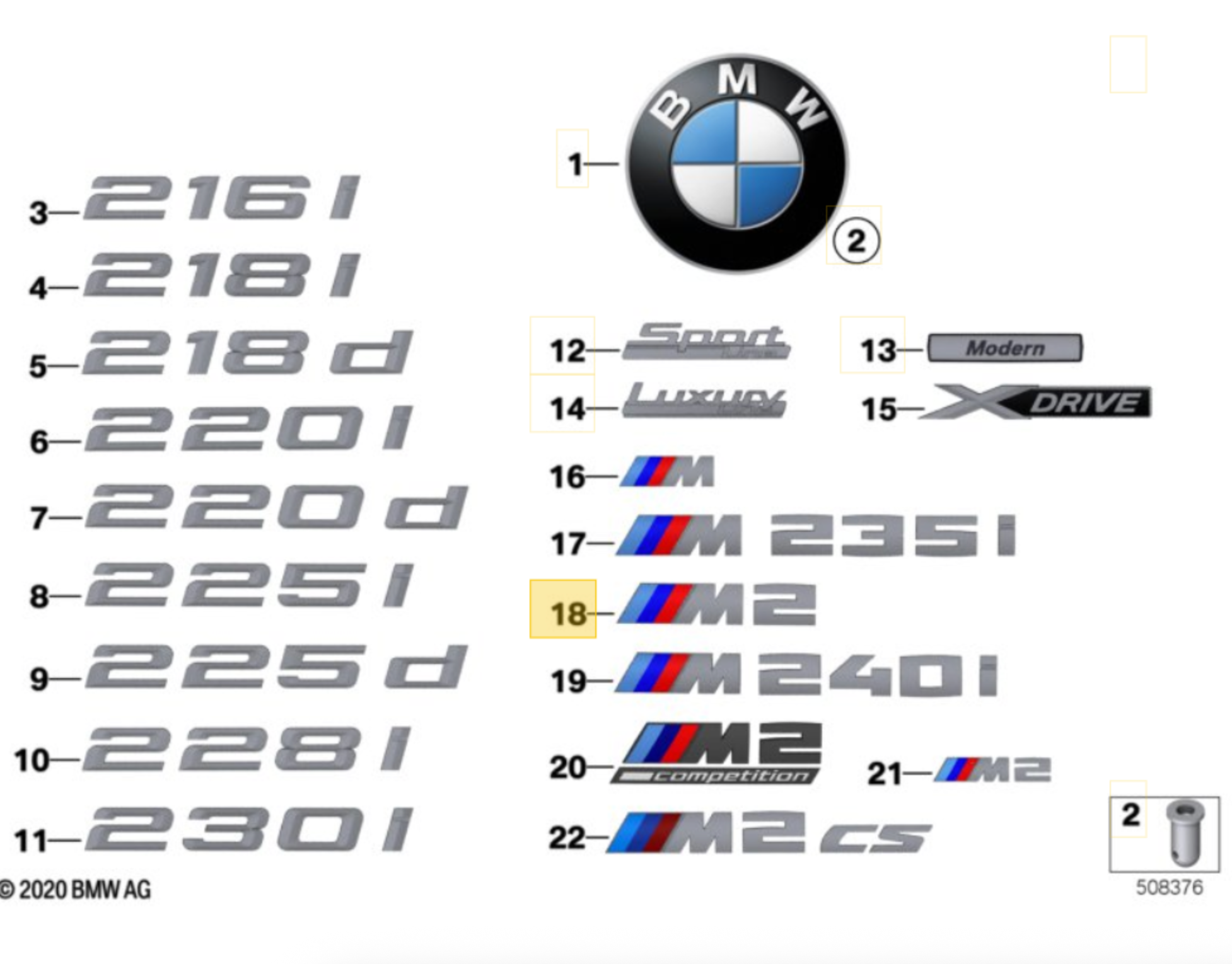 Genuine BMW M2 Rear Emblem (M2) - Nineteen72 Performance