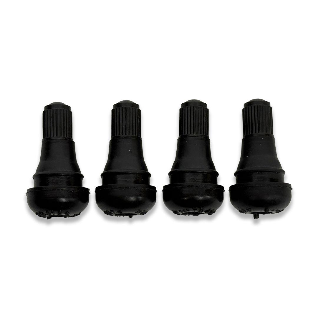 XC3 Engineering TR412 short stubby tyre valve accessory, compact black valve with easy installation for bicycle or vehicle tires.