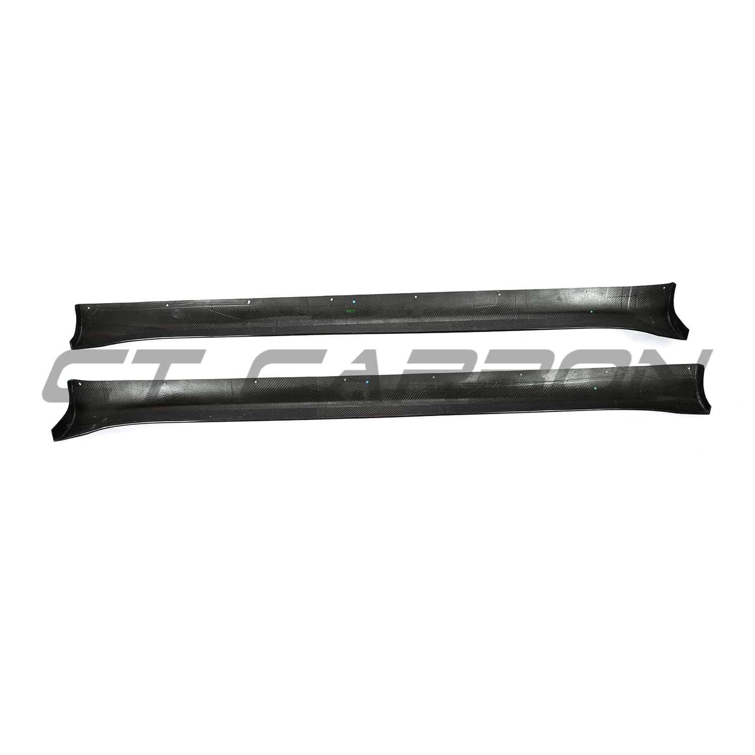 Tesla Model Y MK1 2020-2025 carbon fibre side skirts by CT Carbon, showing sleek, lightweight side skirts attached to the vehicle.