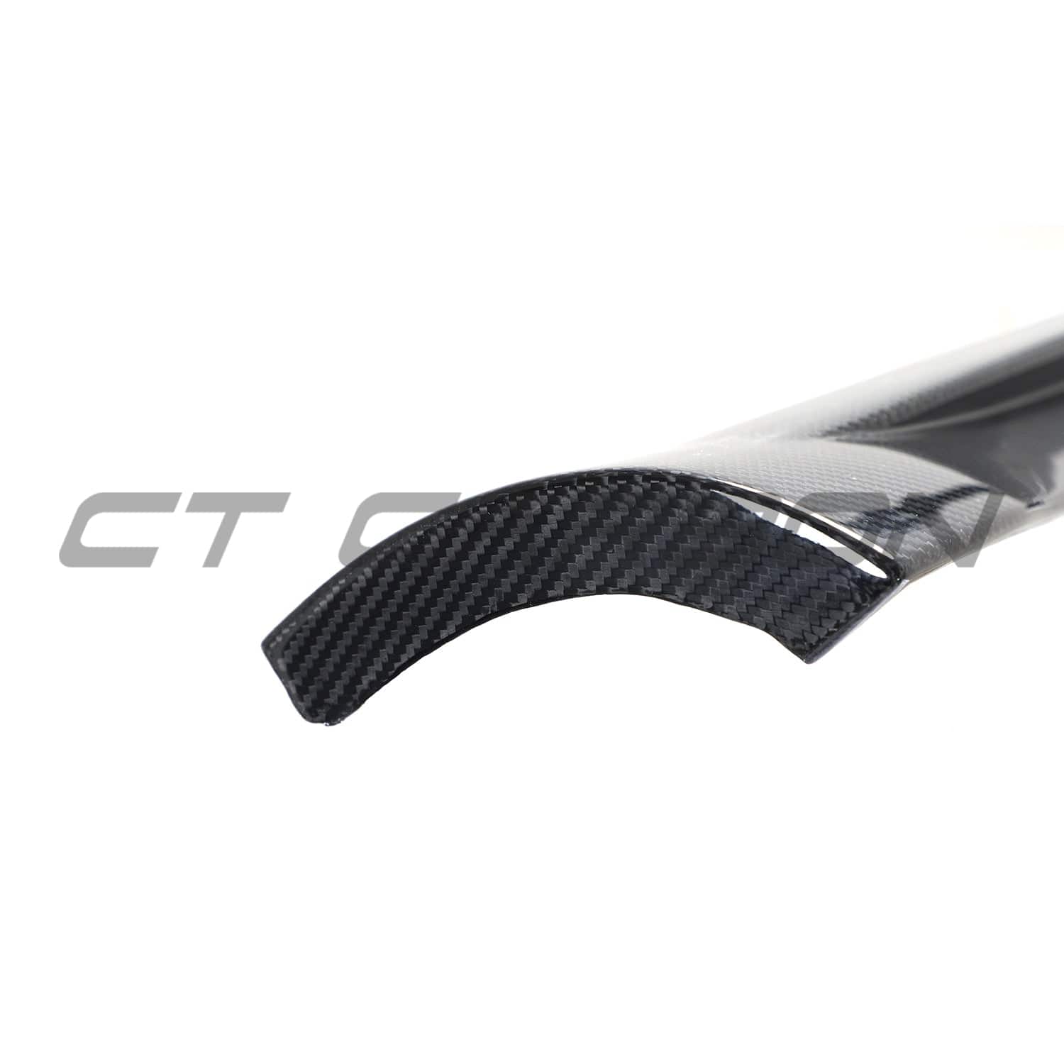 Tesla Model Y MK1 2020-2025 carbon fibre side skirts by CT Carbon, showing sleek, lightweight automotive side skirts on the vehicle.