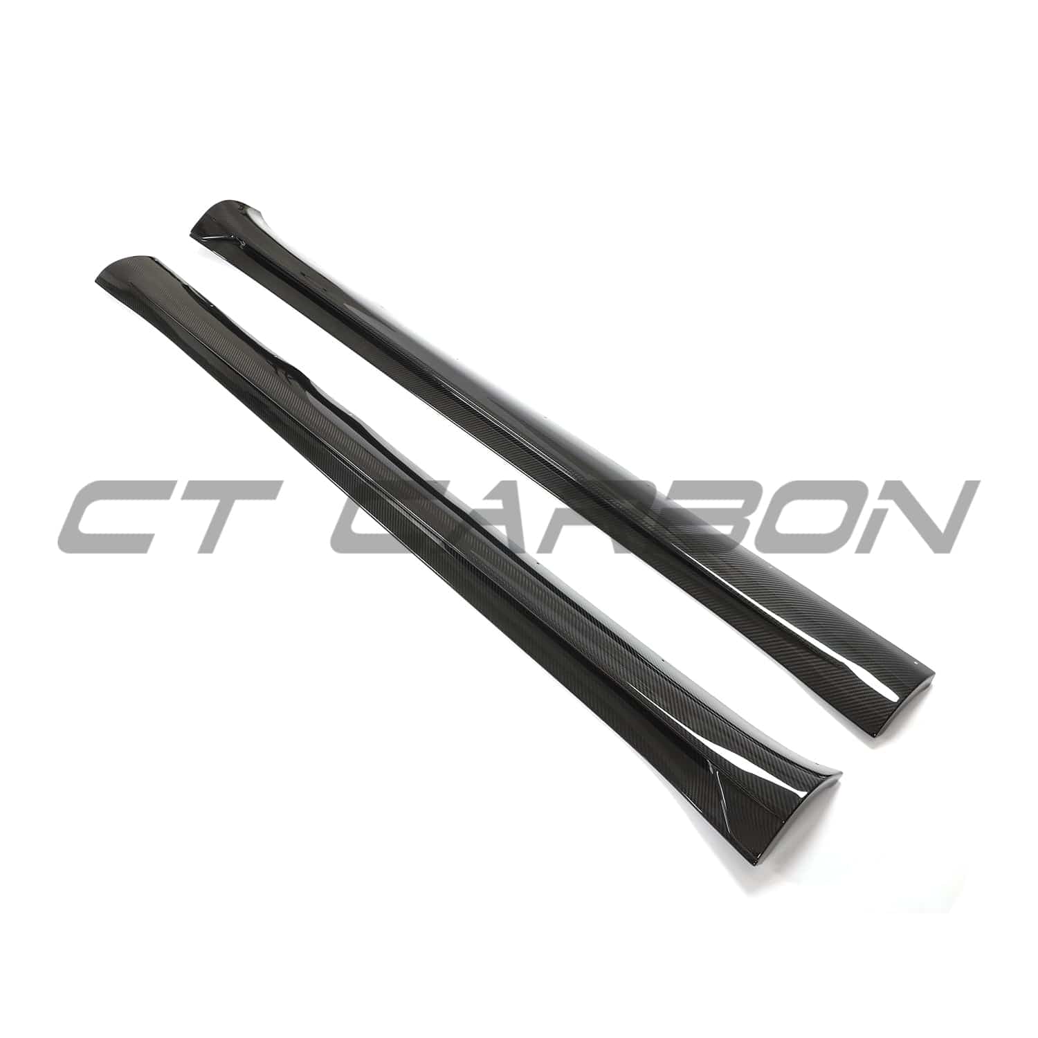 Tesla Model Y MK1 2020-2025 carbon fiber side skirts by CT Carbon, showing sleek, lightweight exterior enhancements.