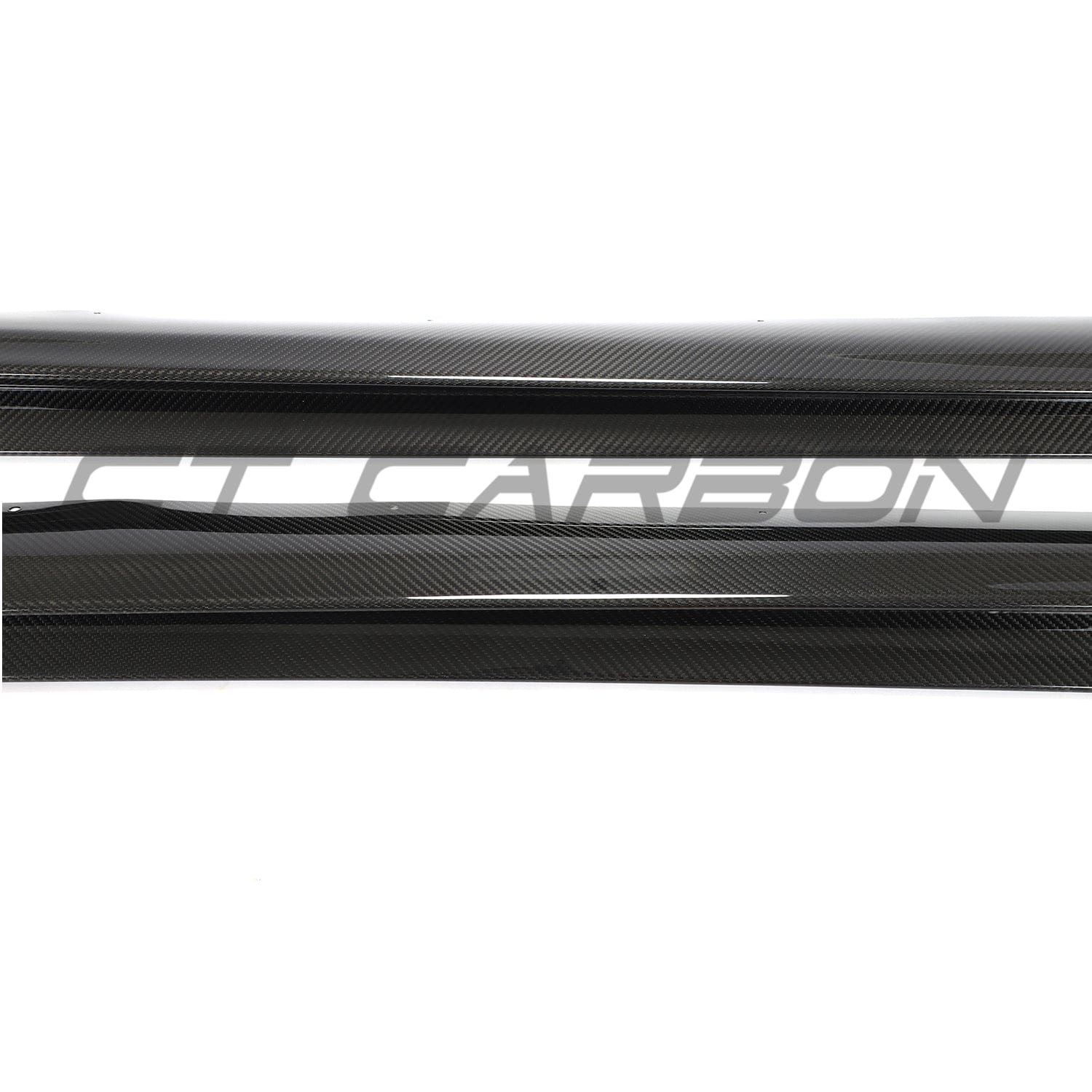 Tesla Model Y MK1 2020-2025 carbon fiber side skirts by CT Carbon, showcasing sleek, lightweight automotive body enhancement.