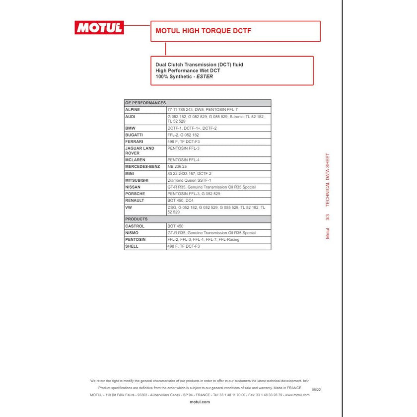MOTUL HIGH TORQUE DCTF 1L