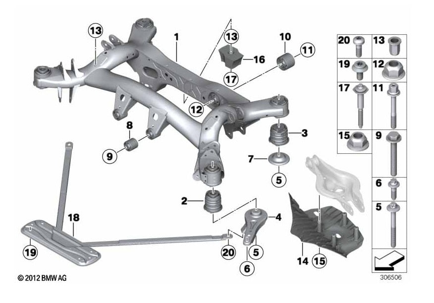 GENUINE BMW - Underbody Chassis Brace - M140I M135I F20 F21 F22 - Nineteen72 Performance