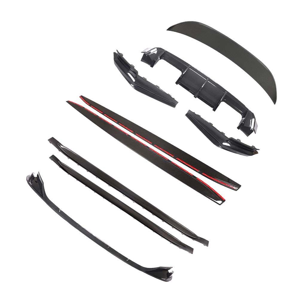 BMW G80 M3 full carbon fibre kit by CT Carbon, showing sleek, lightweight carbon components on the car's exterior.