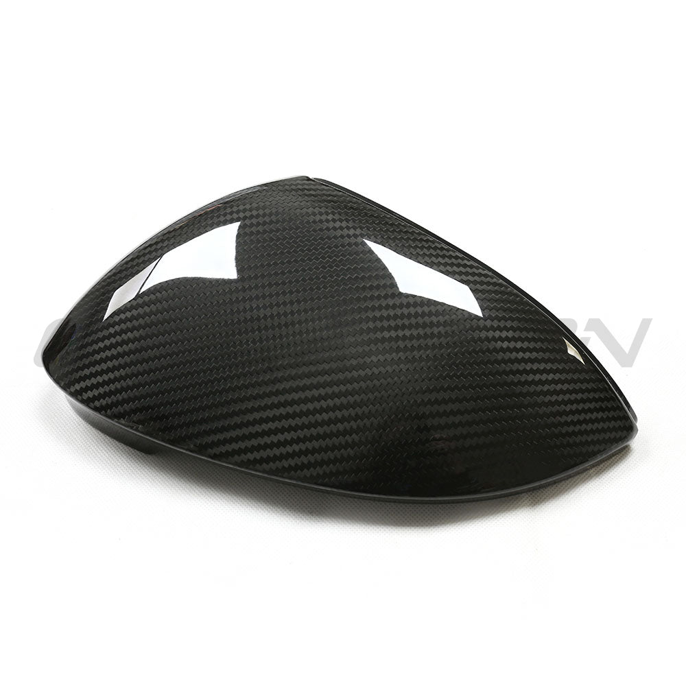 Volkswagen Golf MK8 carbon fibre mirrors with lane assist from CT Carbon, showing sleek mirror design and integrated lane assist features.