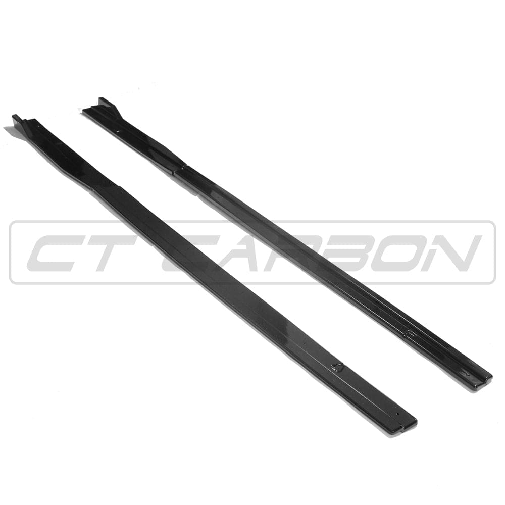 Volkswagen Golf R/GTD/GTI MK7/7.5 2014-2020 CT Carbon gloss black side skirts installed on side of car.