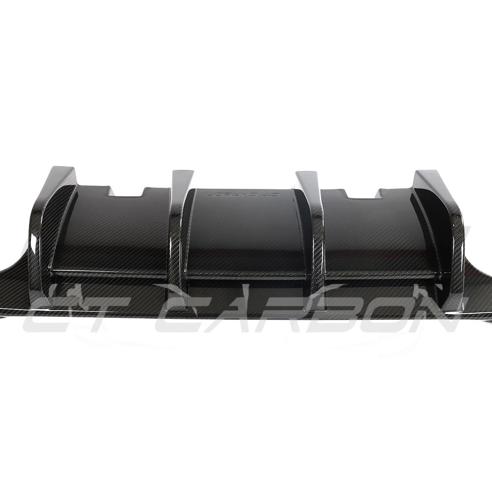 VW MK8 Golf R CT Design full carbon fibre kit with diffuser, showcasing sleek, lightweight carbon fibre details on the car.