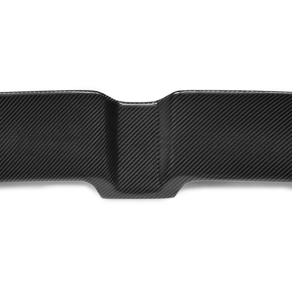 Carbon fiber spoiler for VW Golf R, GTD, and GTI MK7/7.5 models from 2014-2020 by CT Carbon, showcasing sleek, aerodynamic design.