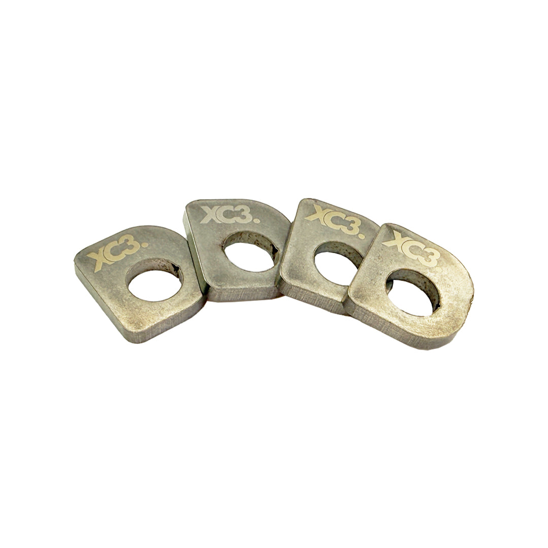 BMW M2 M3 M4 F8X G8X rear toe lockout shims for suspension alignment, XC3 Engineering rear toe lock kit with precision fit.