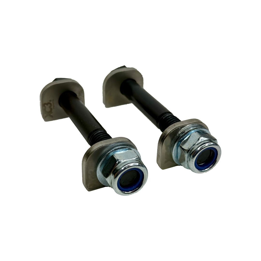 Adjustable rear toe arm lockout shims for BMW M2, M3, M4 F8X G8X suspension and alignment by XC3 Engineering.