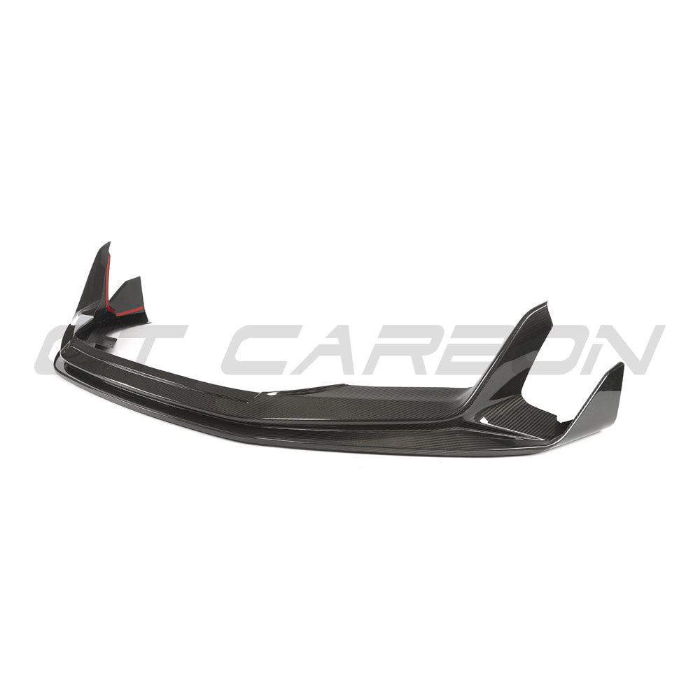 Carbon fiber splitter for Audi R8 V10 Gen 2.5 by CT Carbon, showing the sleek aerodynamic design and high-quality finish.