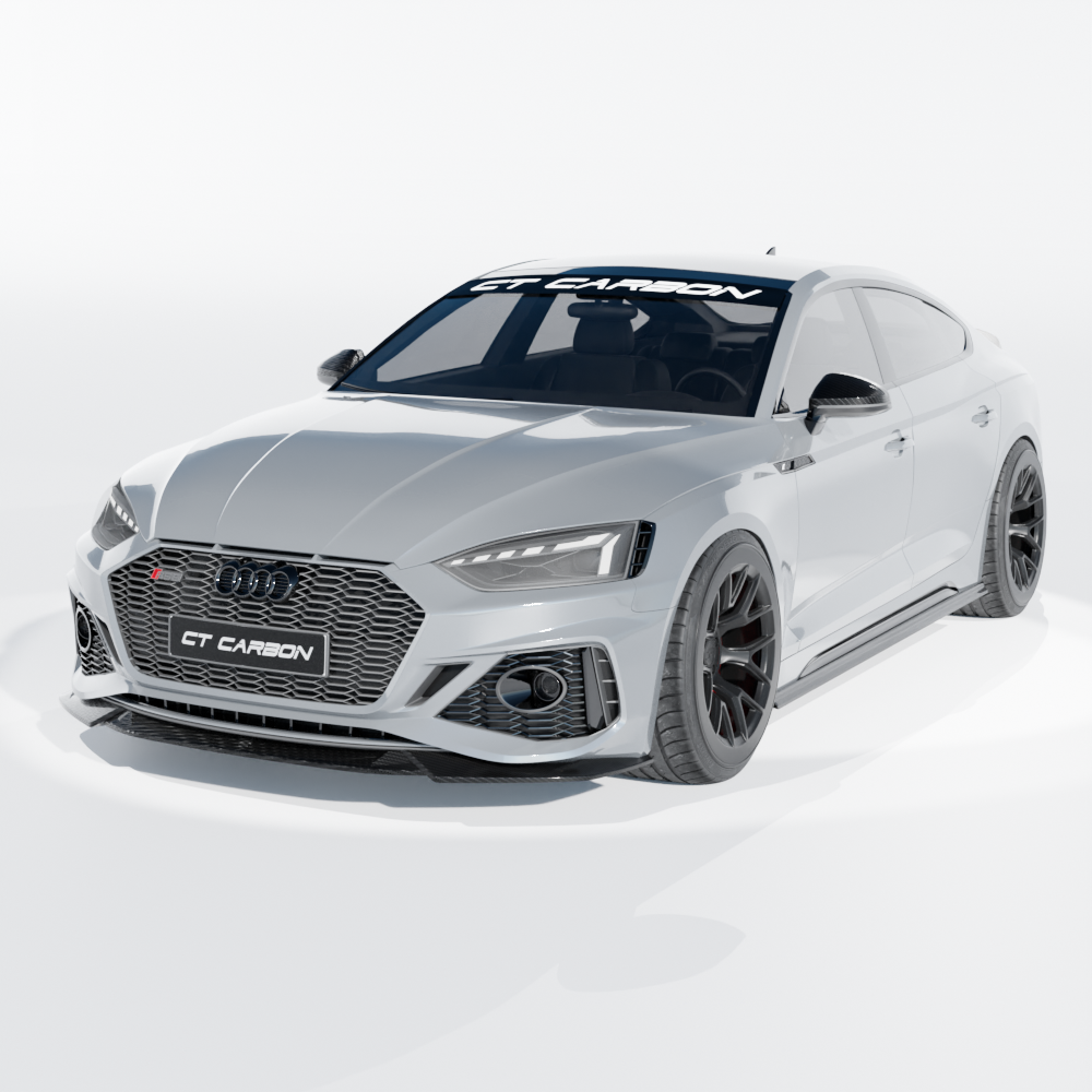 Full view of the CT Design Audi RS5 B9.5 Sportback 2020-2024 carbon fiber kit on a sleek sports car.