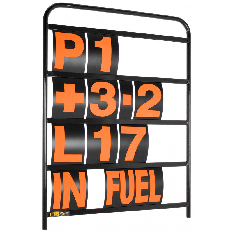 BG Racing BGR260 standard aluminium pit board kit with high visibility number set