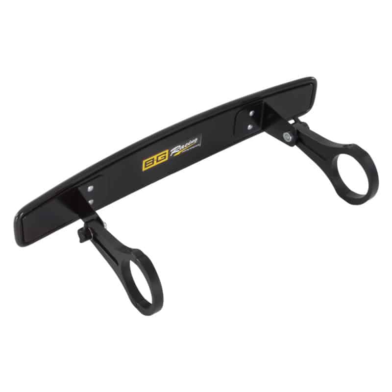 BG Racing wide angle rear view mirror with roll cage mounting brackets