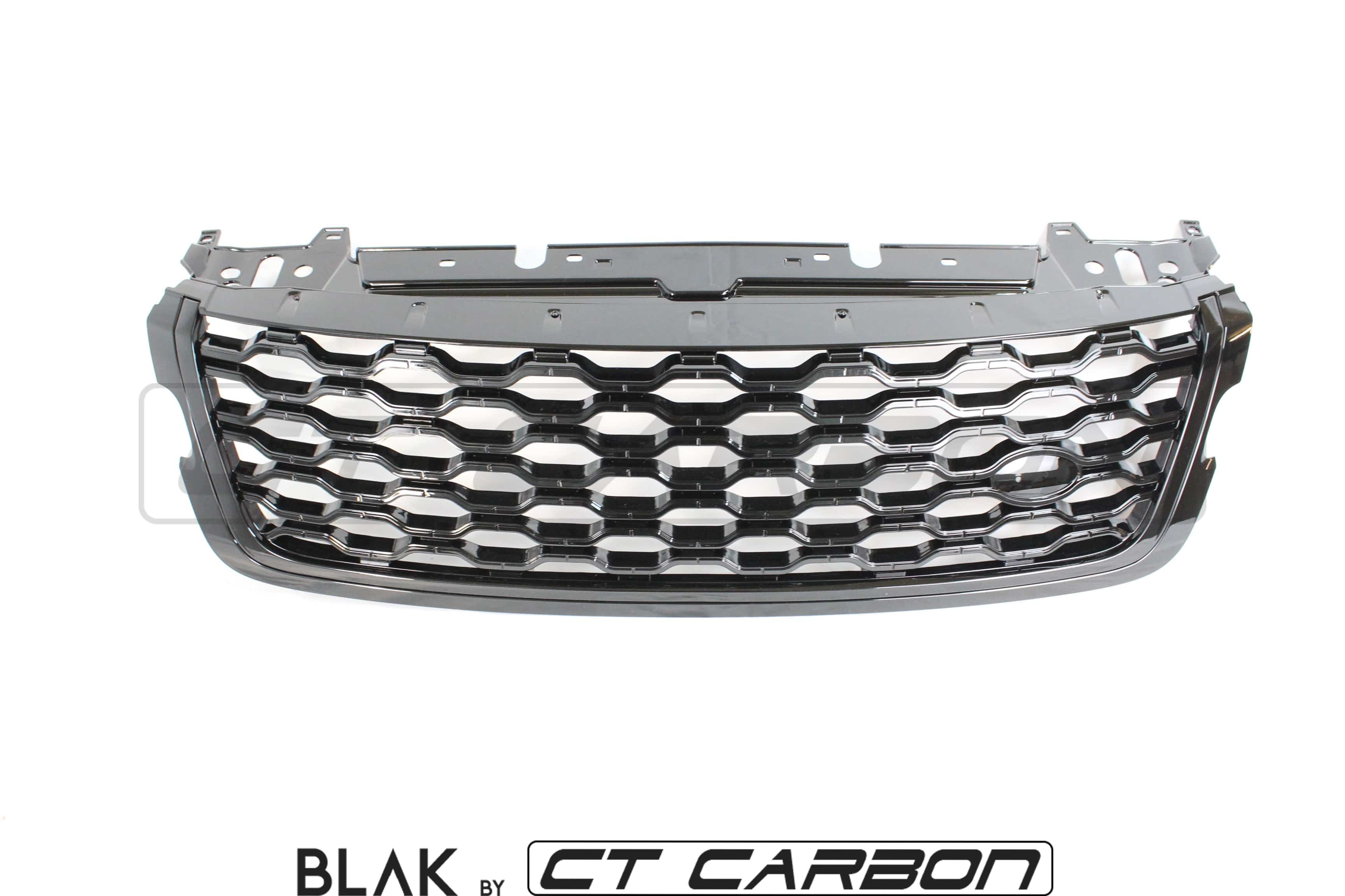 Full black edition Range Rover Velar trim kit by CT Carbon, featuring sleek black accents on the vehicle.