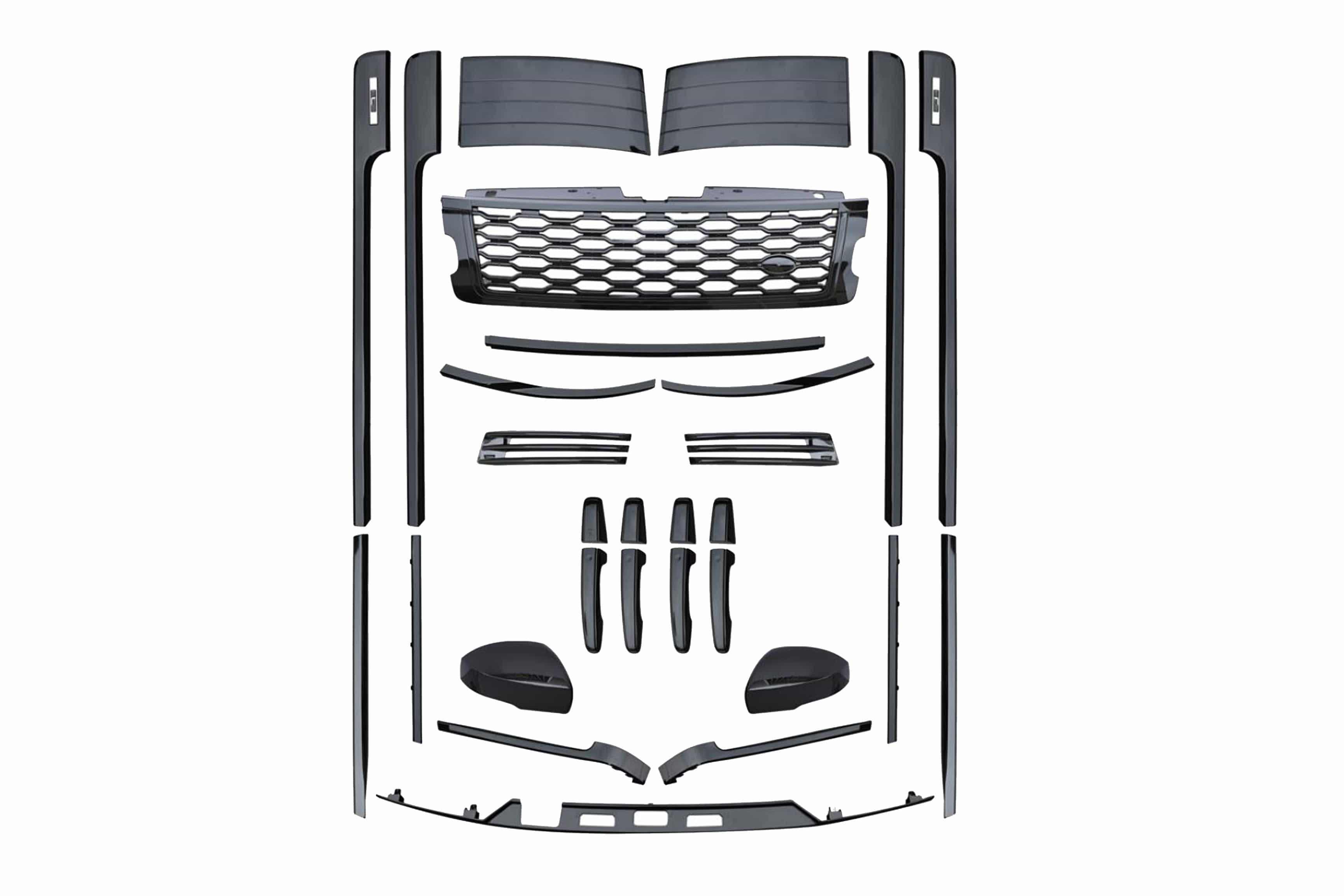 CT Carbon black full kit for Range Rover Vogue L405 2018-2022, includes trim enhancements for the full black edition.