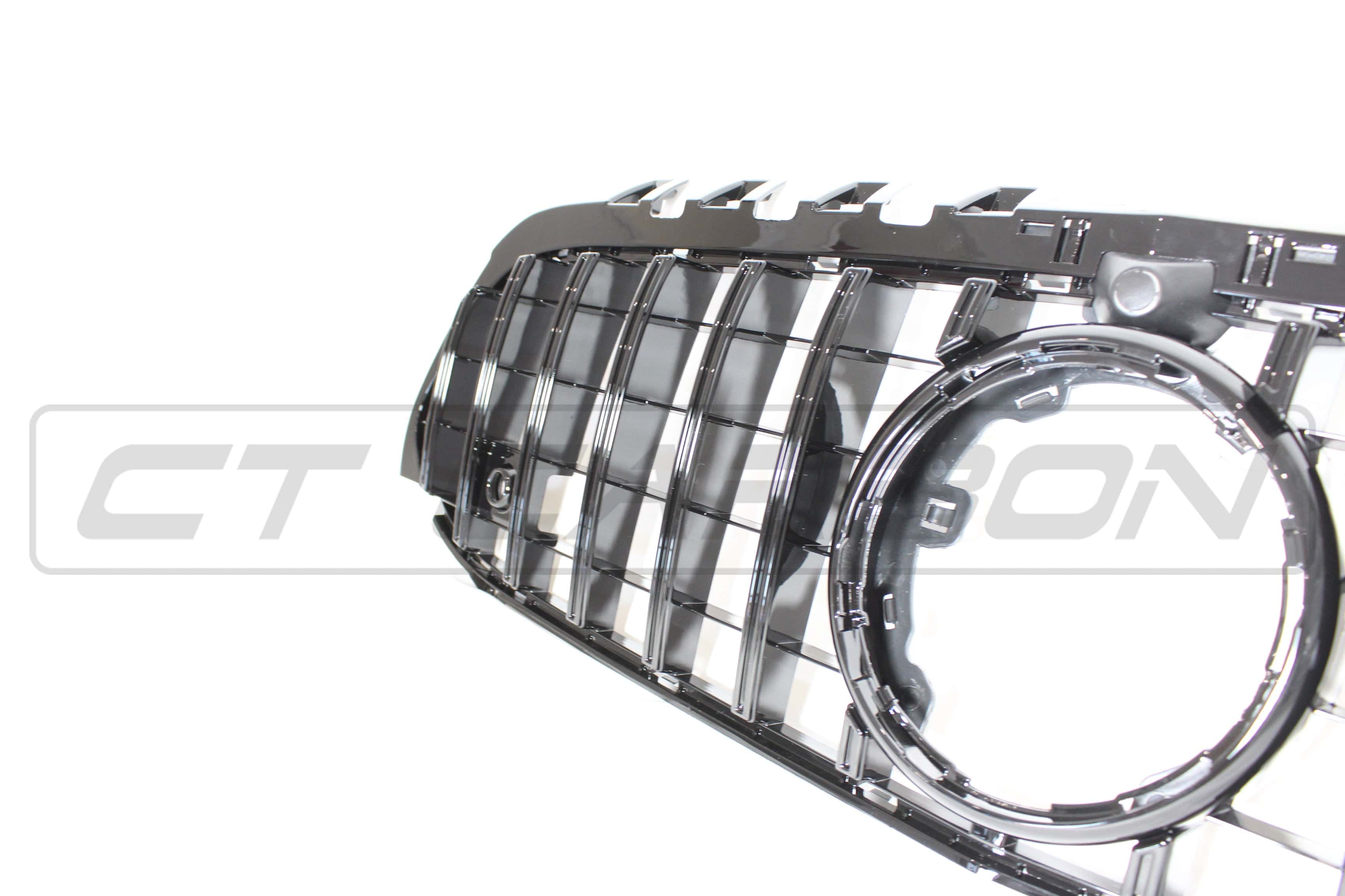 Mercedes V177 W177 A-Class Pan America black grille by CT Carbon, featuring a sleek black design and intricate grille pattern.