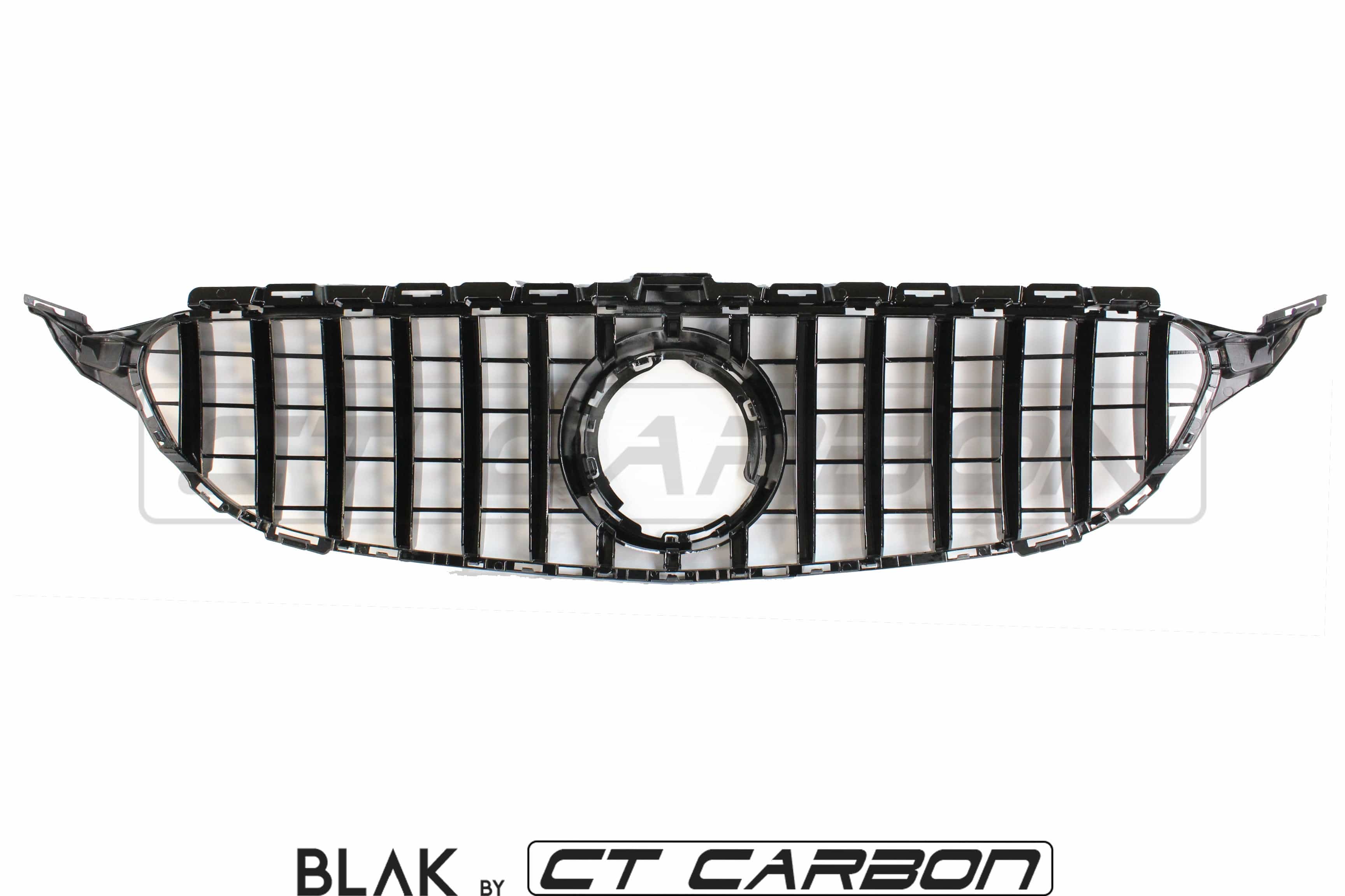 Black CT Carbon grille for Mercedes W205 C63 AMG 2014-2018 AMG GT, Panamericana style, without camera, durable and stylish exterior accessory.