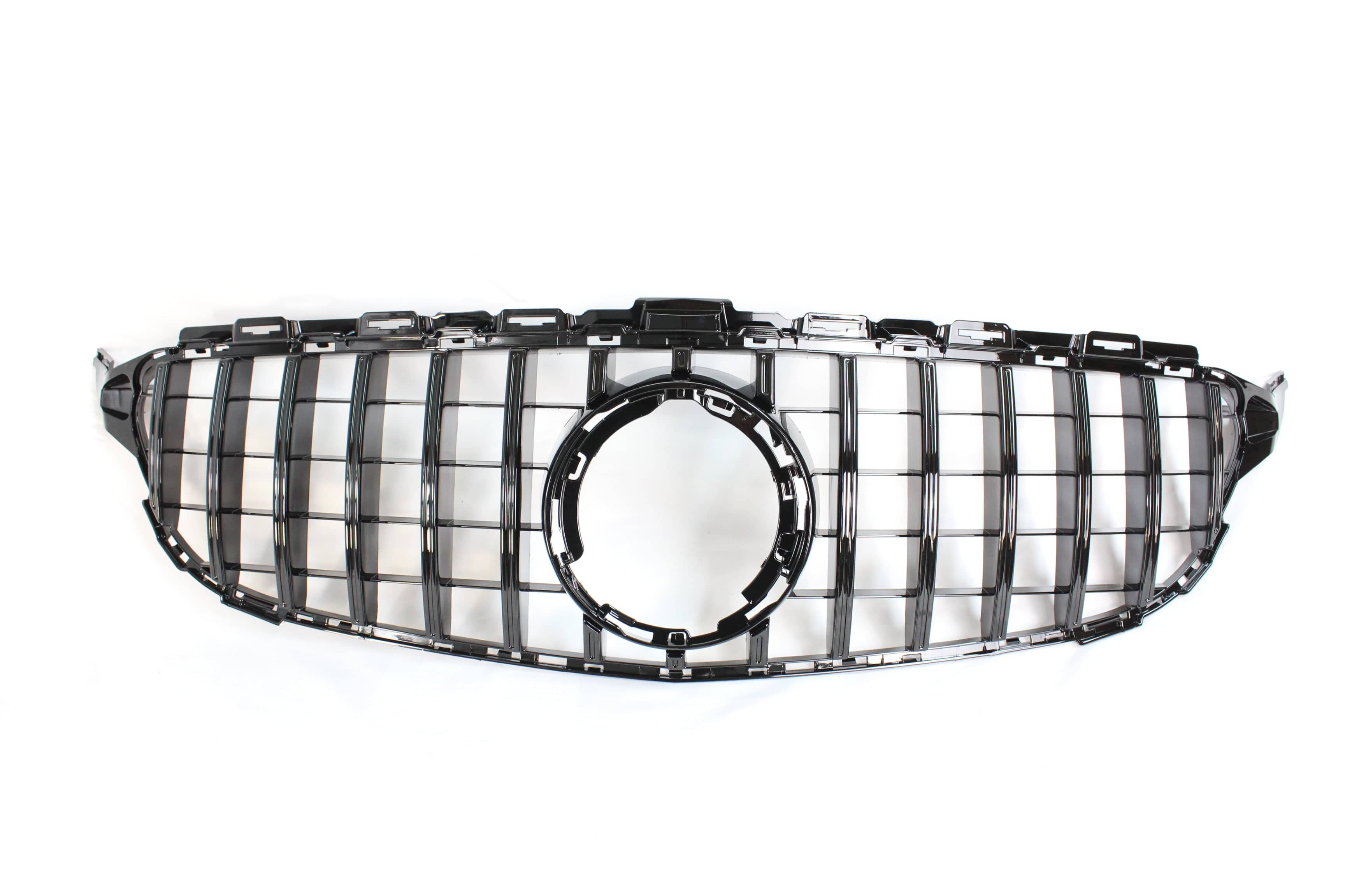Black CT Carbon grille for Mercedes W205 C63 AMG 2014-2018 and AMG GT, Panamericana style, without camera.