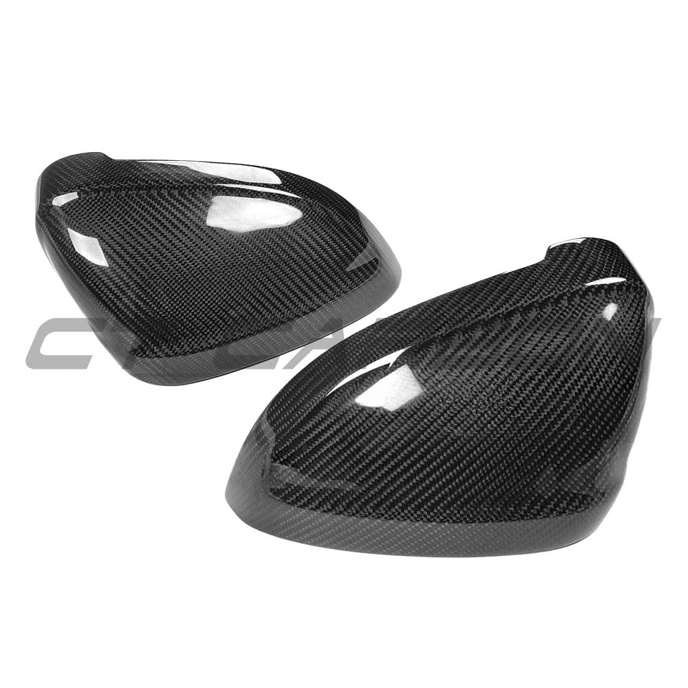 Black carbon fiber replacement mirrors for Audi A4, S4, A5, S5 B9 2016+ by CT Carbon, shown from side angle.