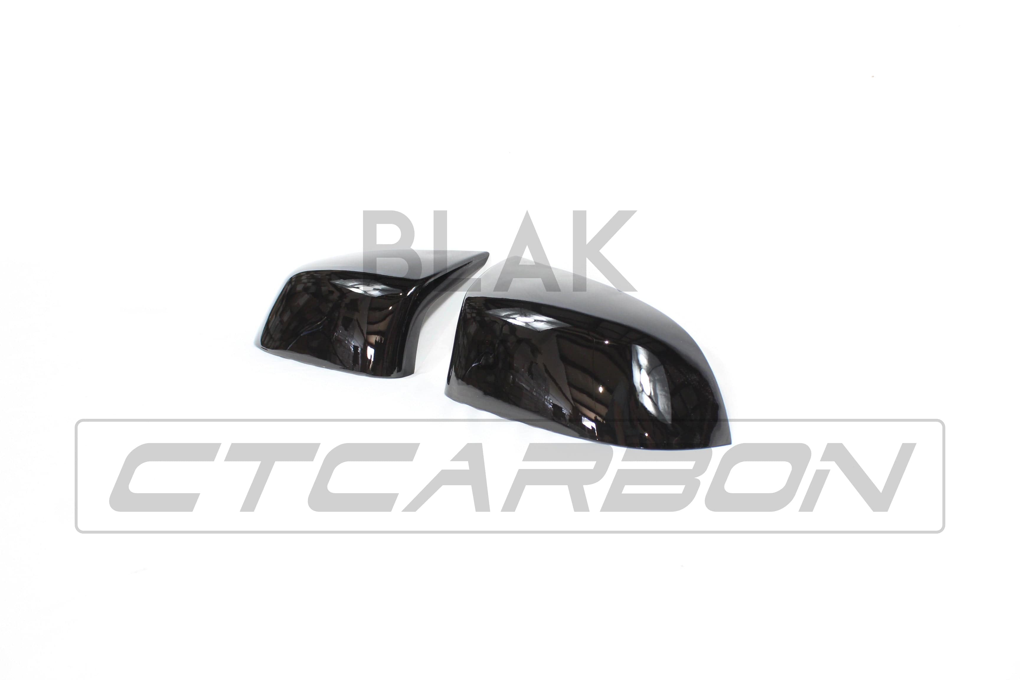 Gloss black mirror replacements for BMW F15 F16 X5 X6 from CT Carbon, showing sleek exterior side mirrors.