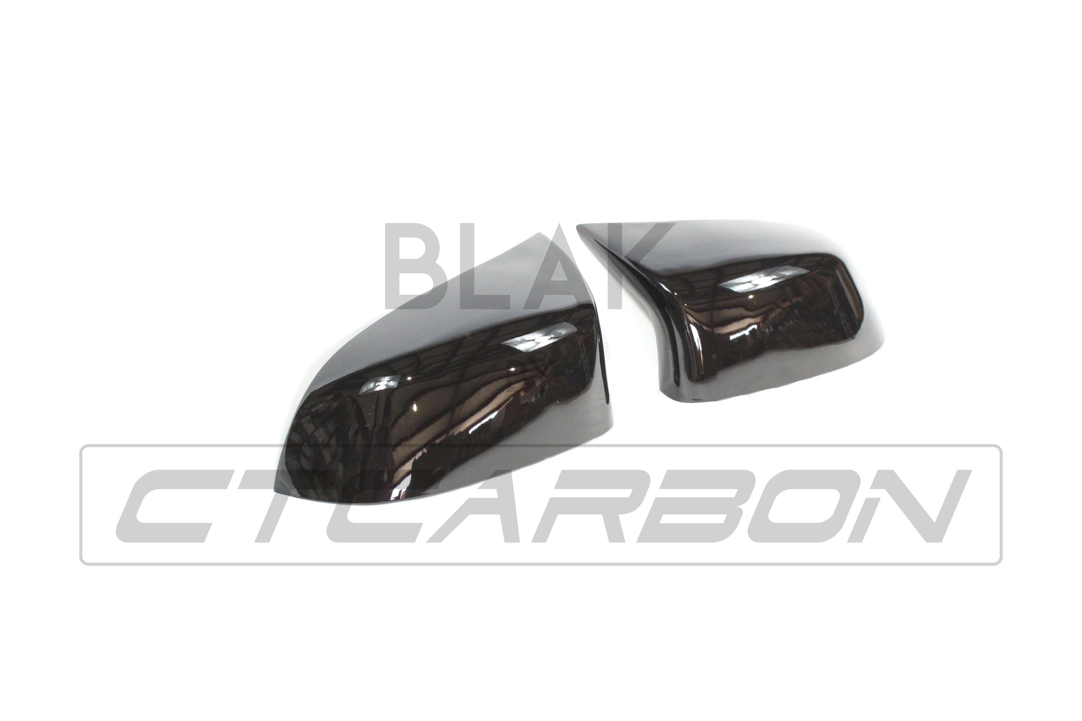Gloss black mirror replacements for BMW F15/F16 X5/X6 2014-2018 by CT Carbon, showing sleek side mirror covers.