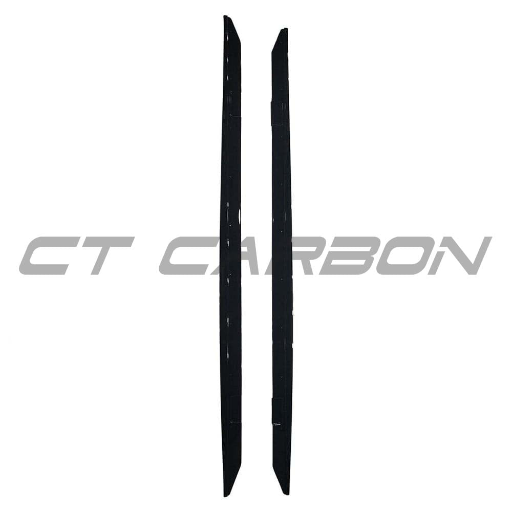 BMW 2 Series F22 F23 side skirts by CT Carbon in gloss black, showcasing sleek, aerodynamic design and high-quality finish.