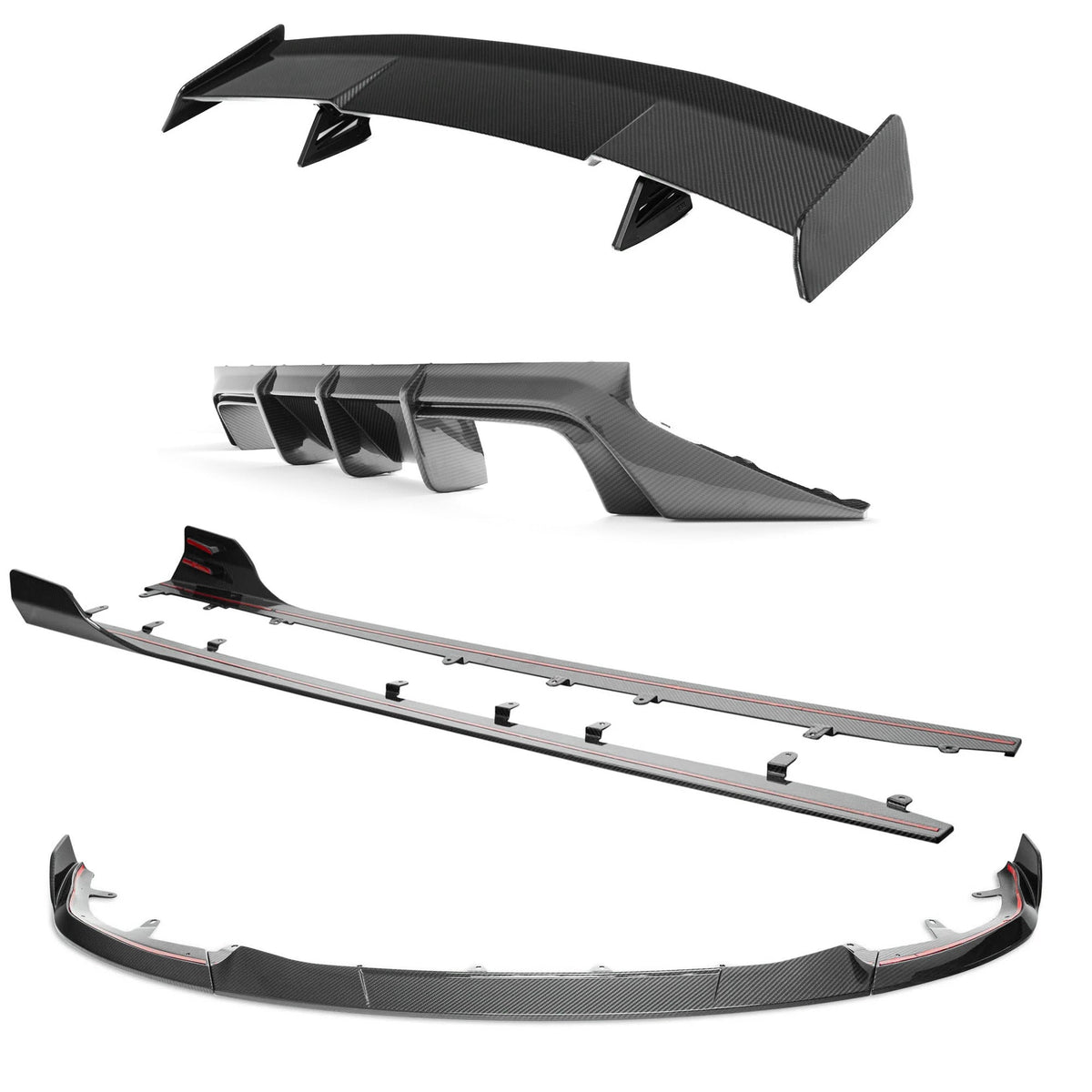 BMW G87 M2 TR87 carbon body kit by TREVORA, featuring winged carbon fiber components on a sleek sports car.