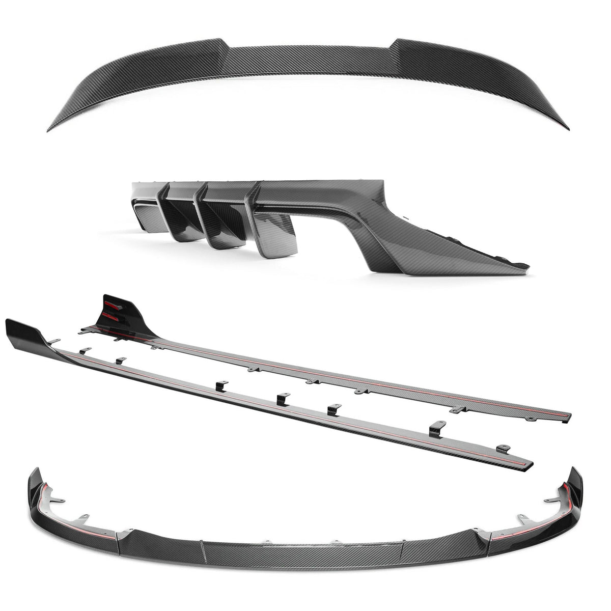 BMW G87 M2 TR87 carbon body kit by TREVORA, featuring winged carbon fiber components on a sleek sports car.