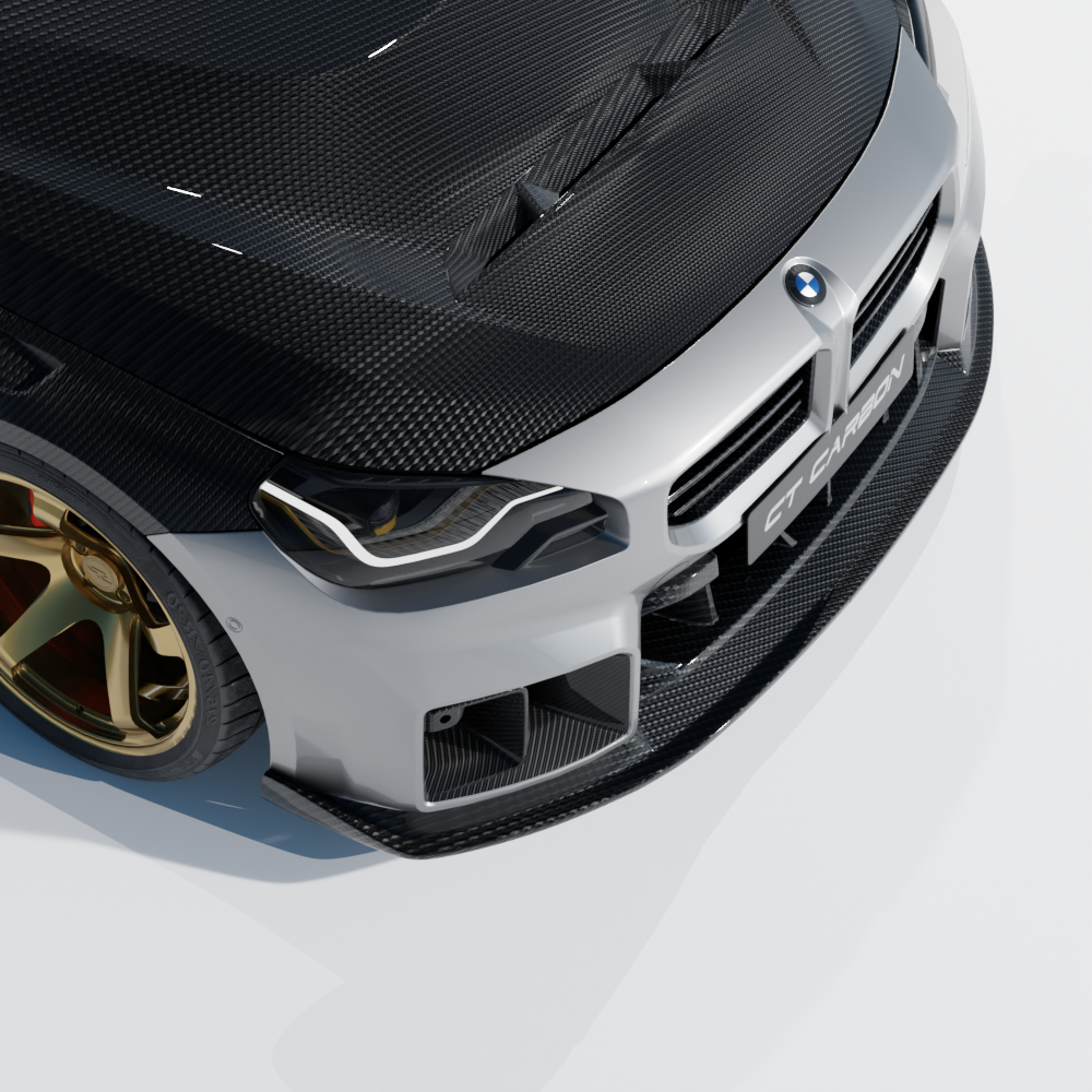BMW G42 2 Series and G87 M2 carbon fibre front bonnet by CT Design, showcasing lightweight and aerodynamic car hood.