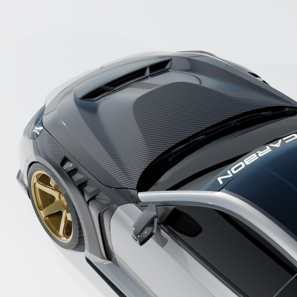 BMW G42 2 Series and G87 M2 carbon fiber front bonnet by CT Design, showcasing lightweight, aerodynamic carbon fiber hood.