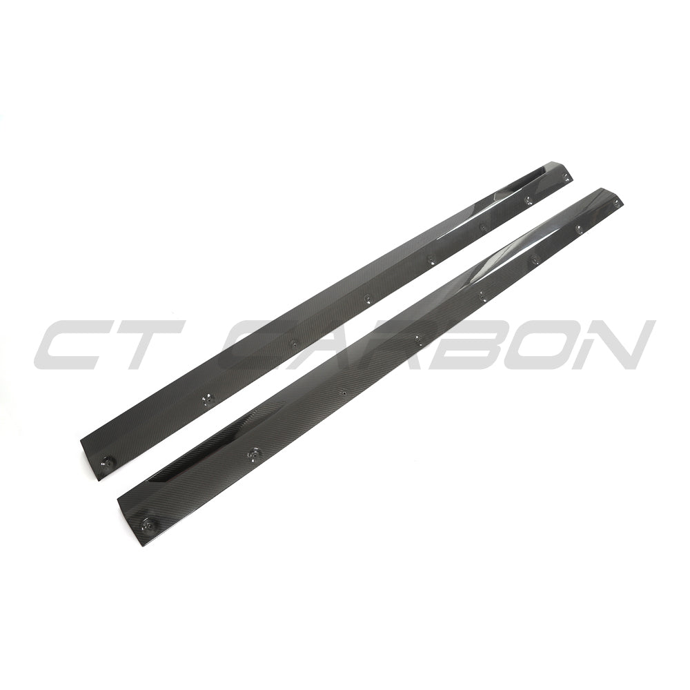 BMW G90 G99 M5 Carbon Fibre Side Skirts by CT Design, sleek automotive accessory for enhanced sporty look.
