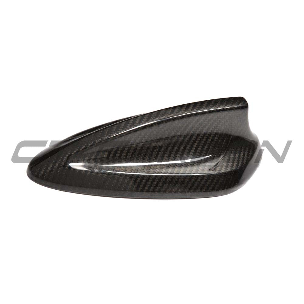 BMW Fxx carbon fibre antenna cover accessory by CT Carbon, showcasing sleek black carbon fibre material on the antenna.