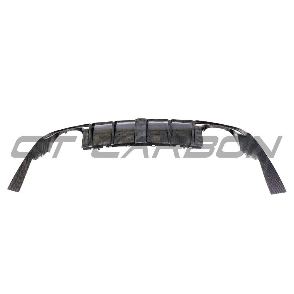CT Carbon Audi RS3 8V saloon rear full carbon fiber diffuser with DTM light, showcasing sleek, sporty design and high-quality craftsmanship.