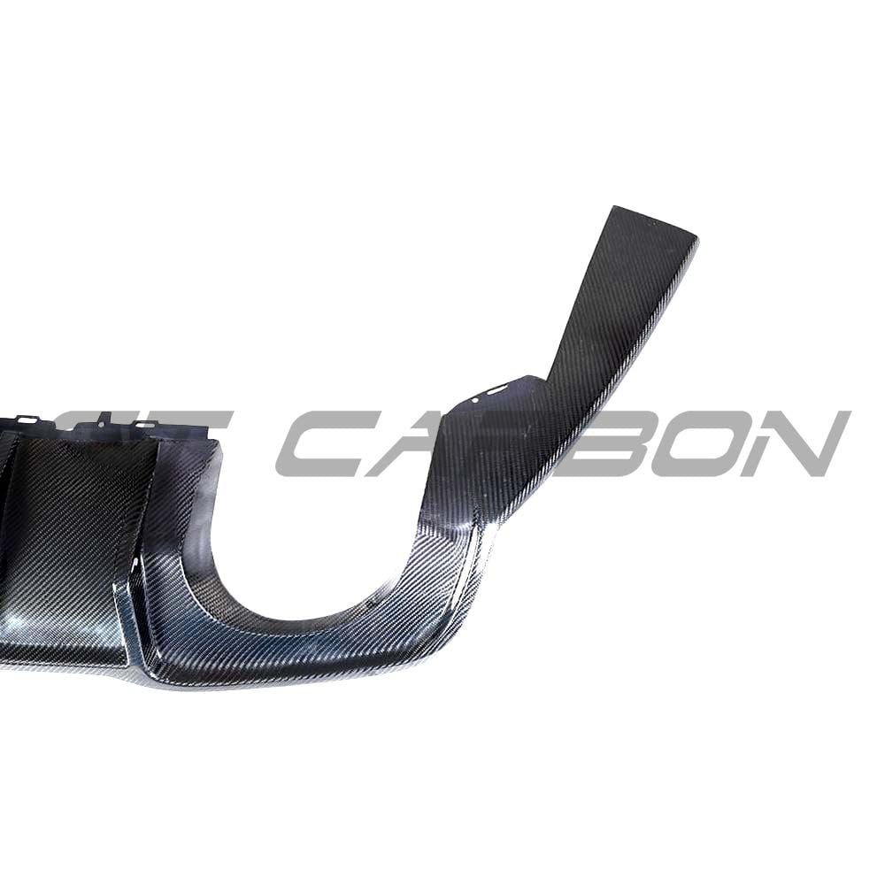 CT Carbon Audi RS3 8V Saloon full carbon fiber rear diffuser with DTM light, designed for facelift V3 kit, sporty and aerodynamic.