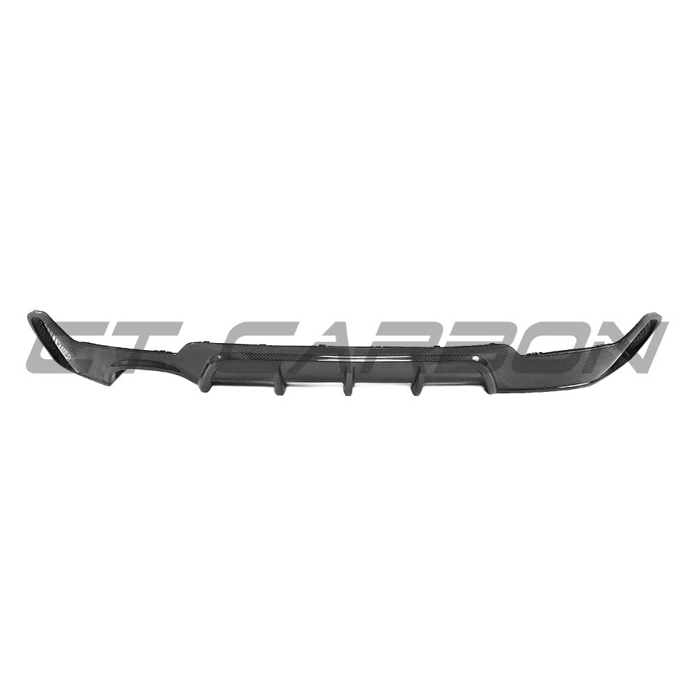 BMW F32, F33, F36 4 Series Carbon Fibre Diffuser with Twin Exhaust by CT Carbon, showcasing sleek design and V1 style.