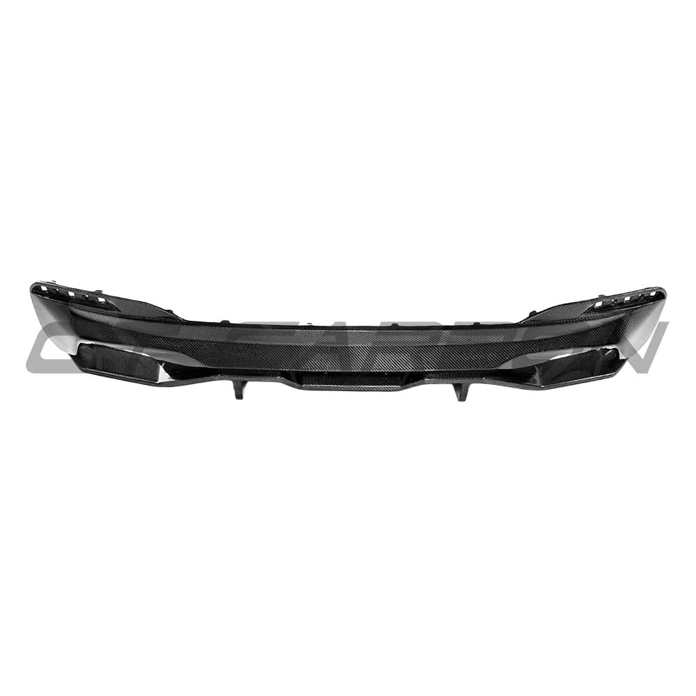 BMW G30 5 Series M Sport carbon fibre diffuser kit by CT Carbon, showing the sleek, textured carbon fiber finish on the rear diffuser.
