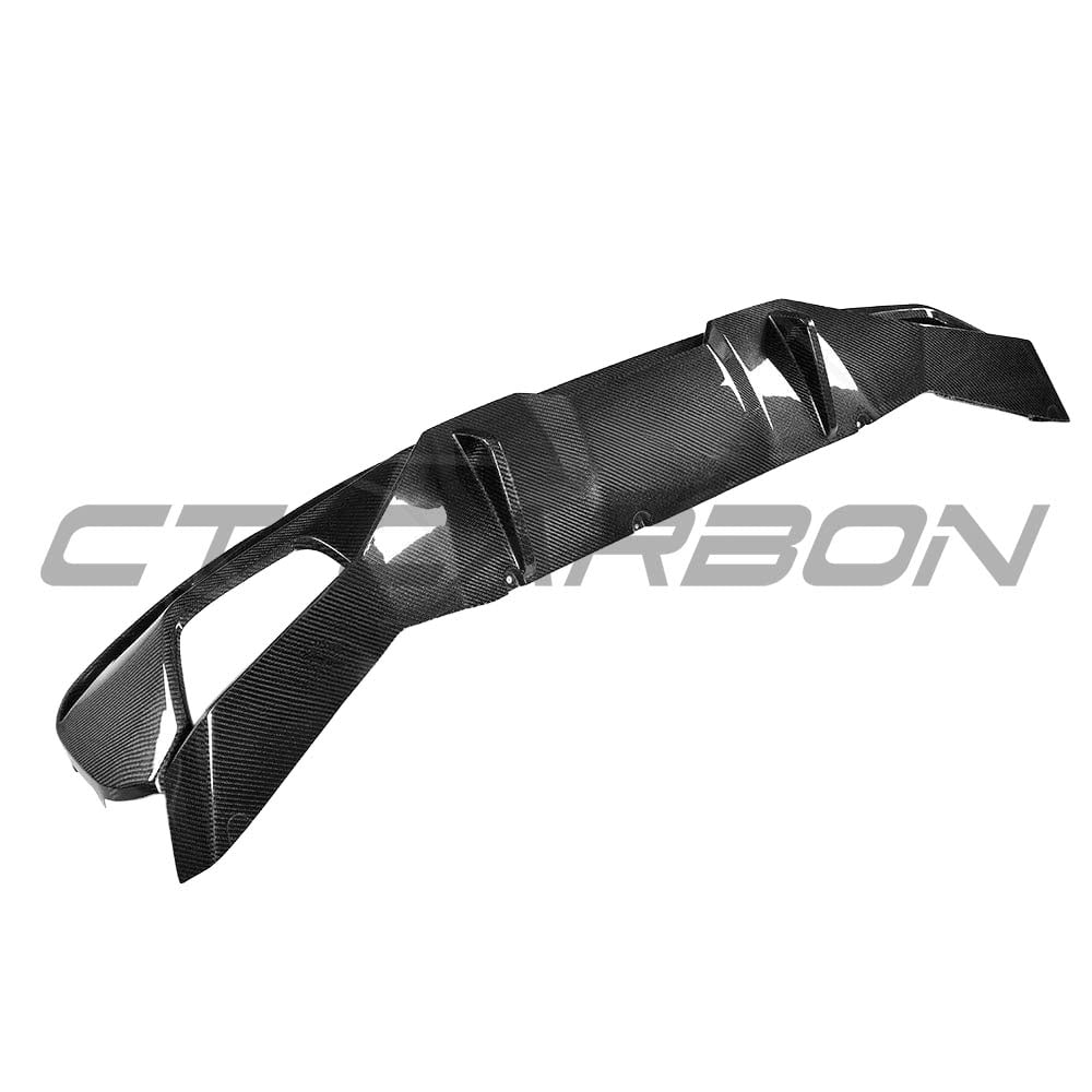 BMW G30 5 Series 2016-2023 CT Carbon V6 carbon fibre diffuser kit for M Sport model, OEM style, with detailed finish.