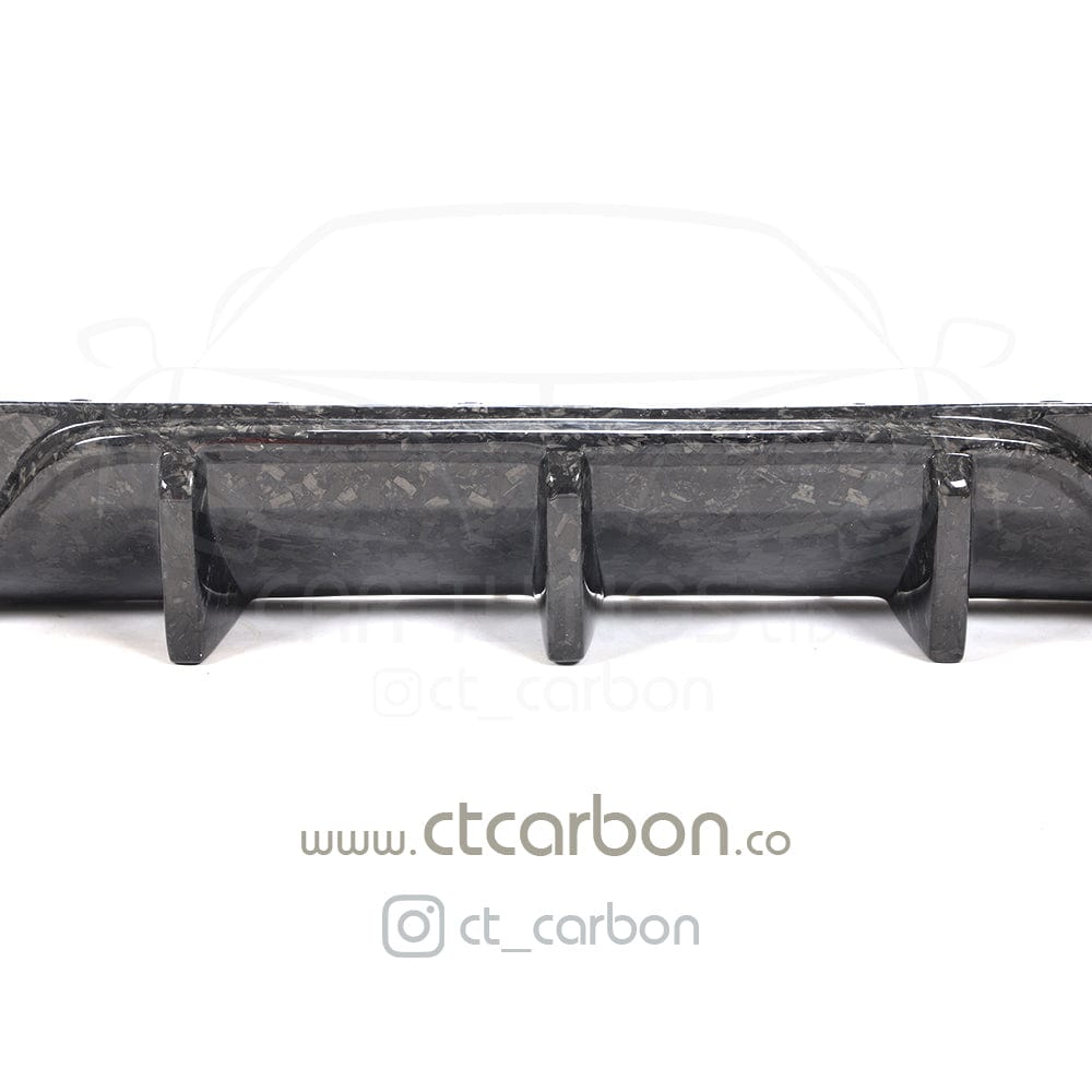 CT Carbon forged carbon fibre diffuser with big fin for Mercedes C63/C63S W205 coupe, showcasing sleek aerodynamic design.