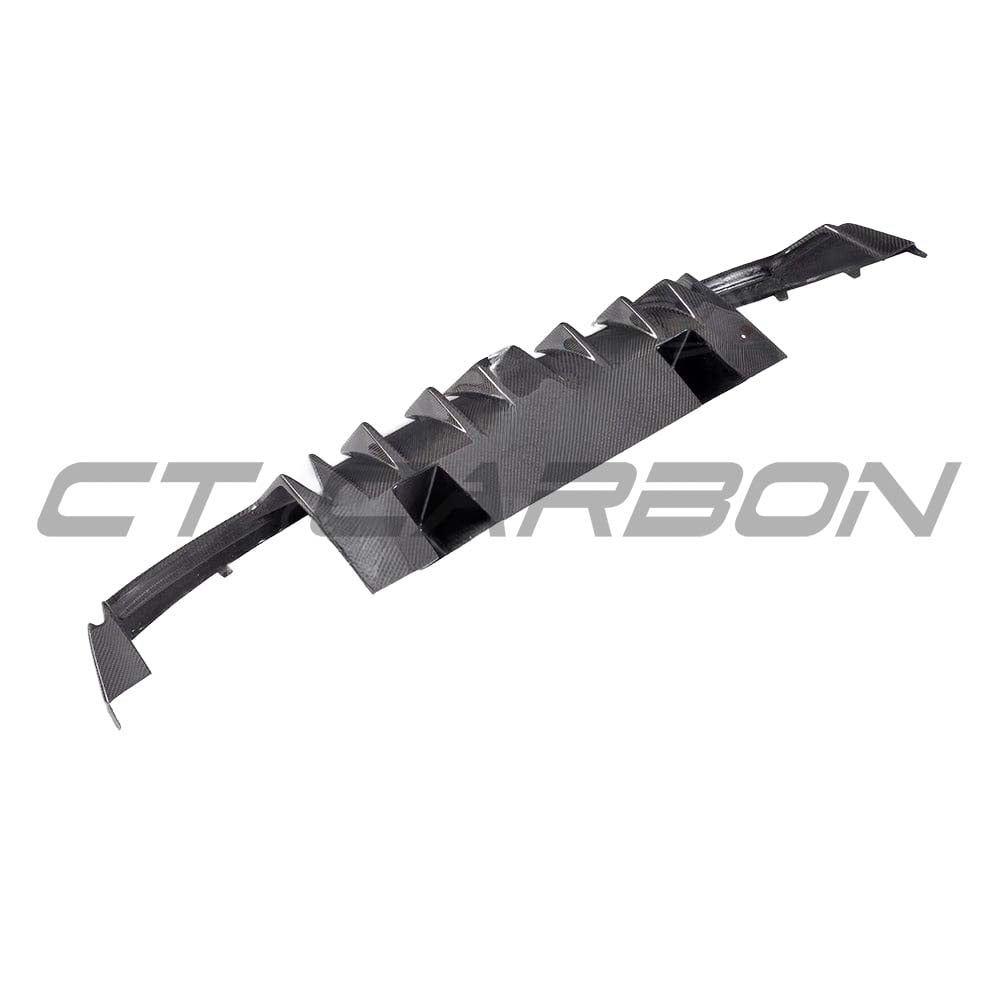 CT Carbon Mercedes W205 C63 and C63S saloon carbon fiber diffuser with exhaust tips, showcasing sleek design and high-quality finish.