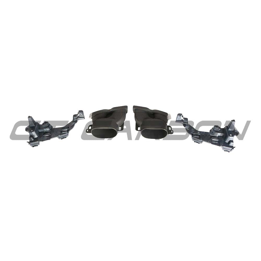 Mercedes W205 C63/C63S saloon carbon fiber diffuser with exhaust tips by CT Carbon, featuring sleek design and sporty details.