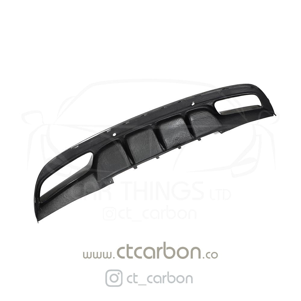 CT Carbon diffuser for Mercedes W205 C63 and C63S saloon with exhaust tips, PS style, designed to enhance rear sporty look.