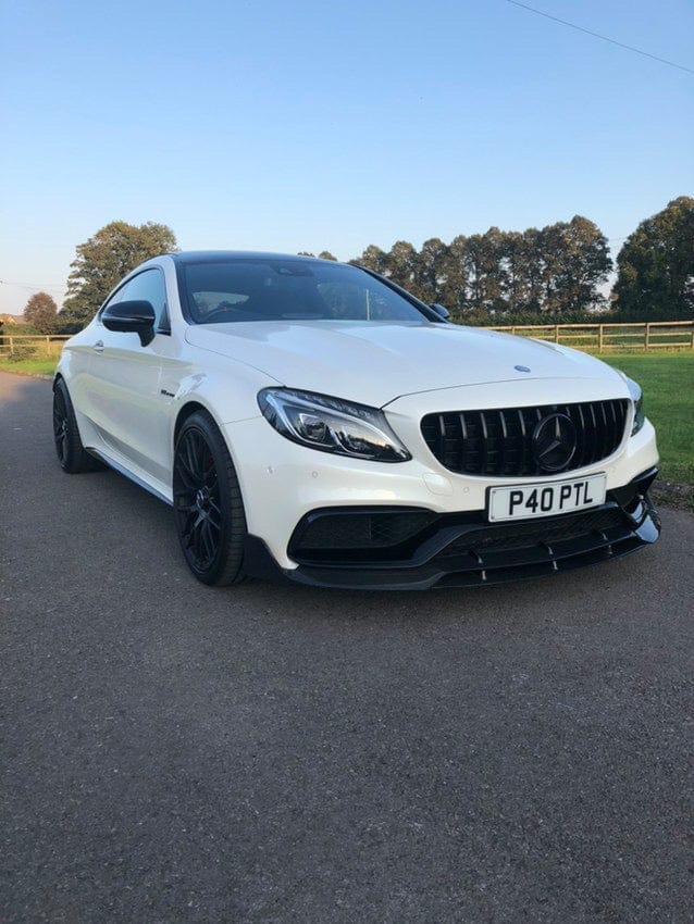 Full Mercedes C63 W205 2015-2018 coupe carbon fiber kit by CT Carbon, featuring B-style aerodynamic components and sleek finish.