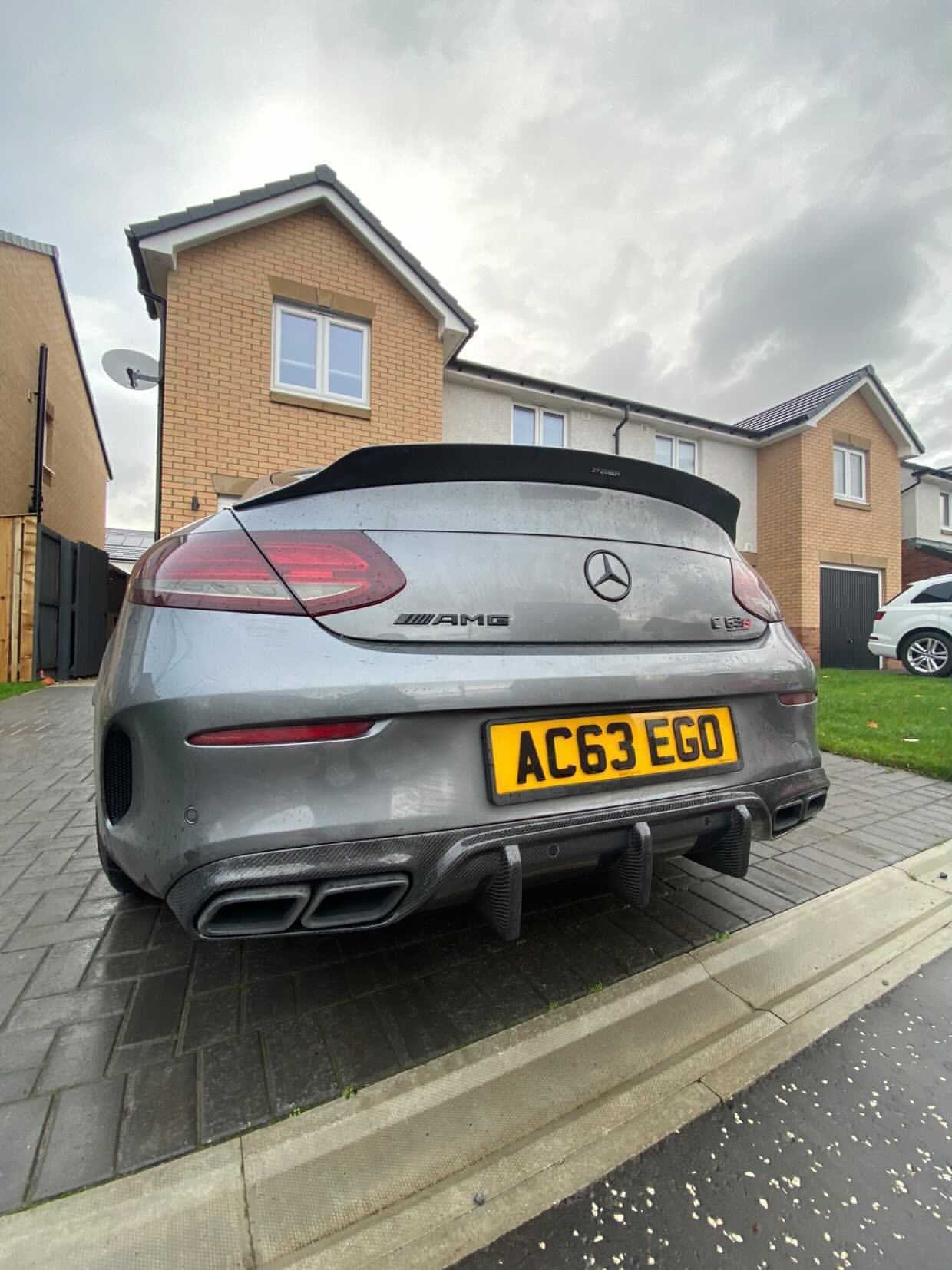 Full Mercedes C63 W205 2015-2018 coupe carbon fibre kit by CT Carbon, showing front bumper, side skirts, and rear diffuser.