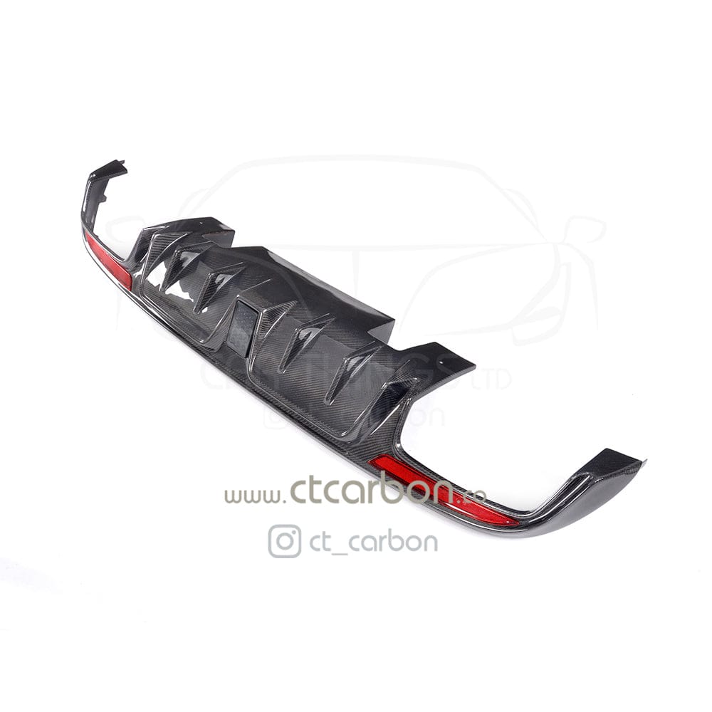 Full carbon fiber kit for Mercedes C63 W205 saloon by CT Carbon, including front, side, and rear components in B-style design.