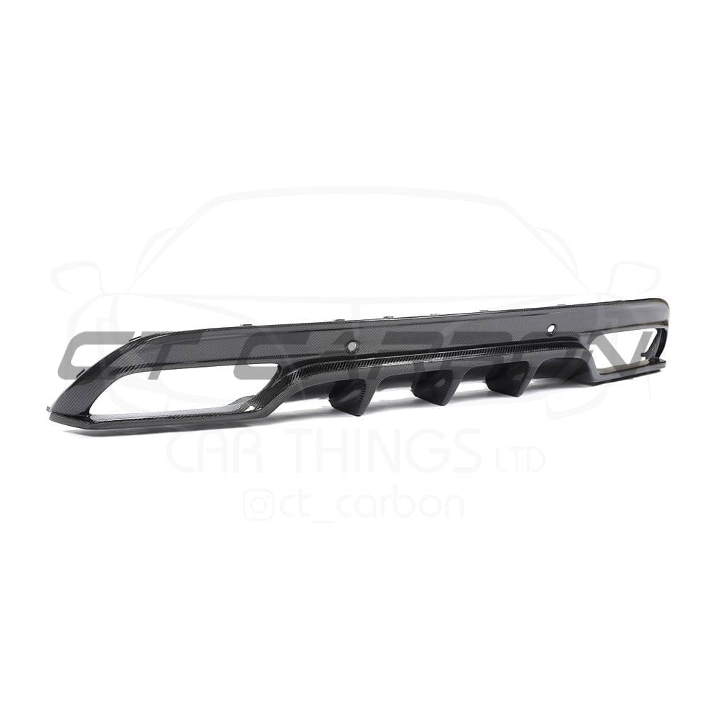 Full Mercedes C63 W205 saloon carbon fibre kit by CT Carbon, includes front bumper, side skirts, and rear diffuser, matte black finish.